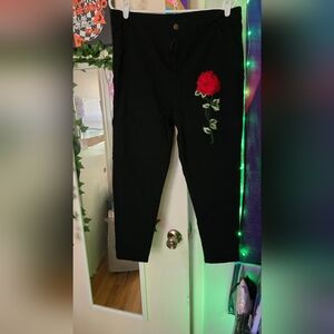 SHEIN Black rose skinny jeans